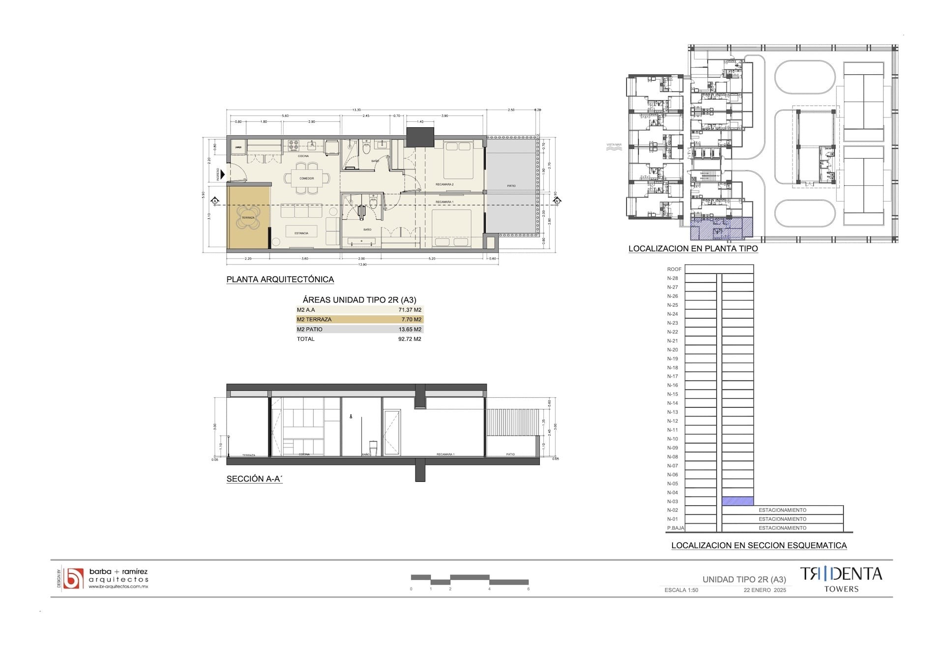 Planos de la unidad 305 de Tridenta Towers