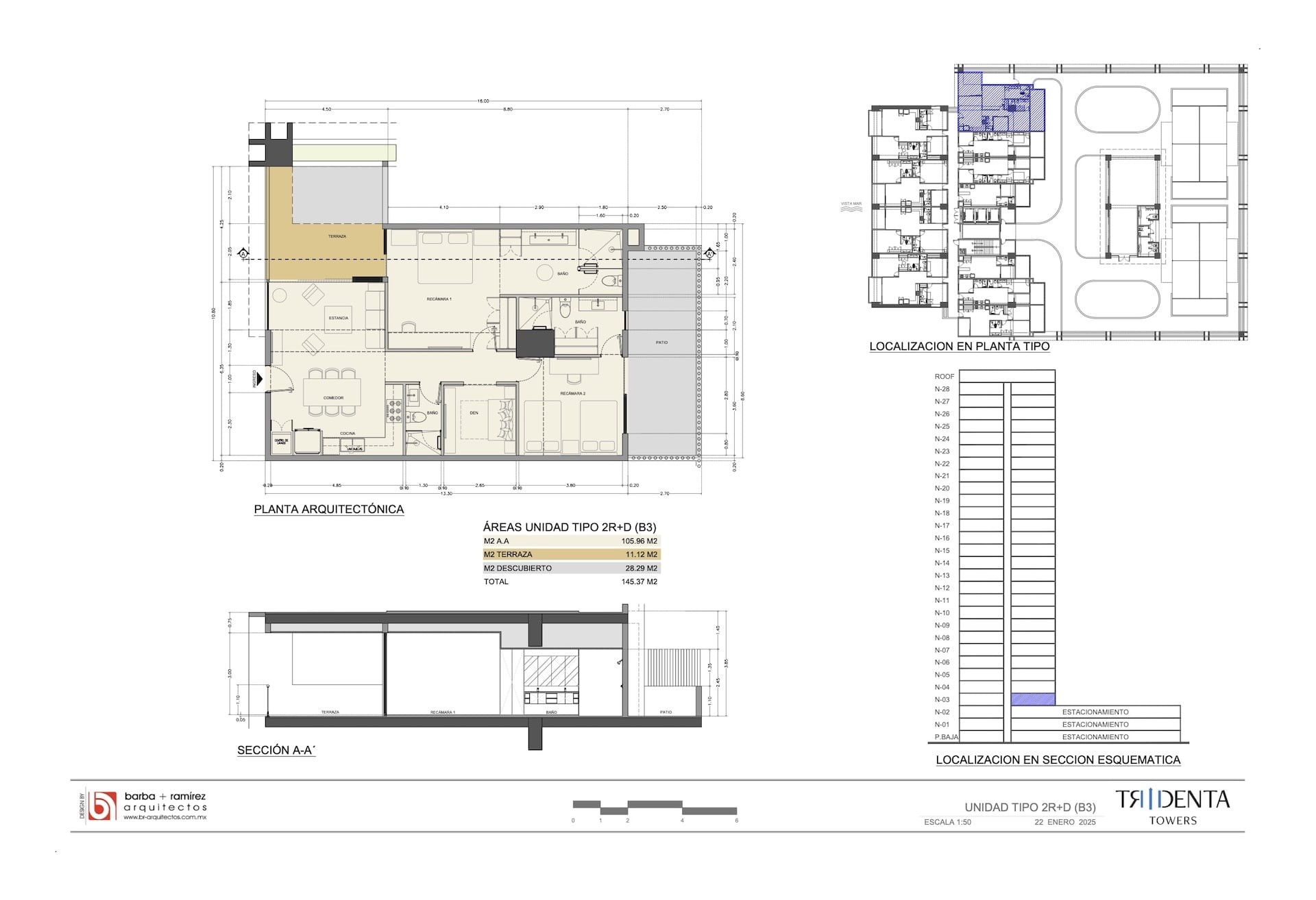 Planos de la unidad 311 de Tridenta Towers