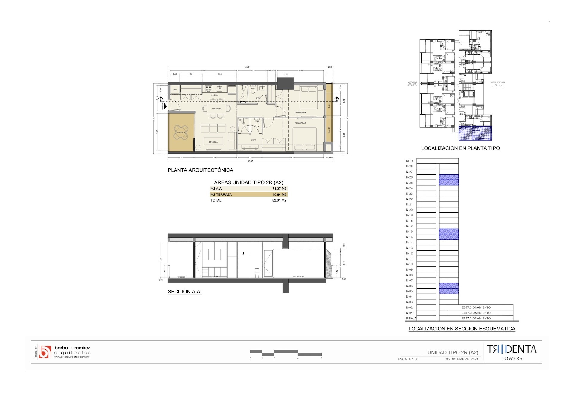 Planos de la unidad 2505 de Tridenta Towers