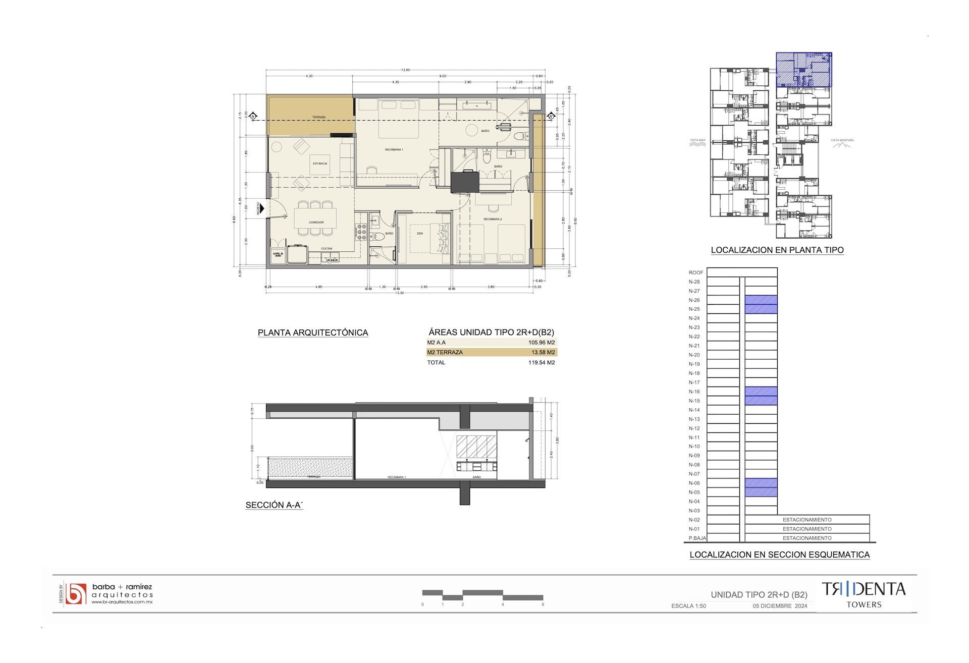 Planos de la unidad 1511 de Tridenta Towers