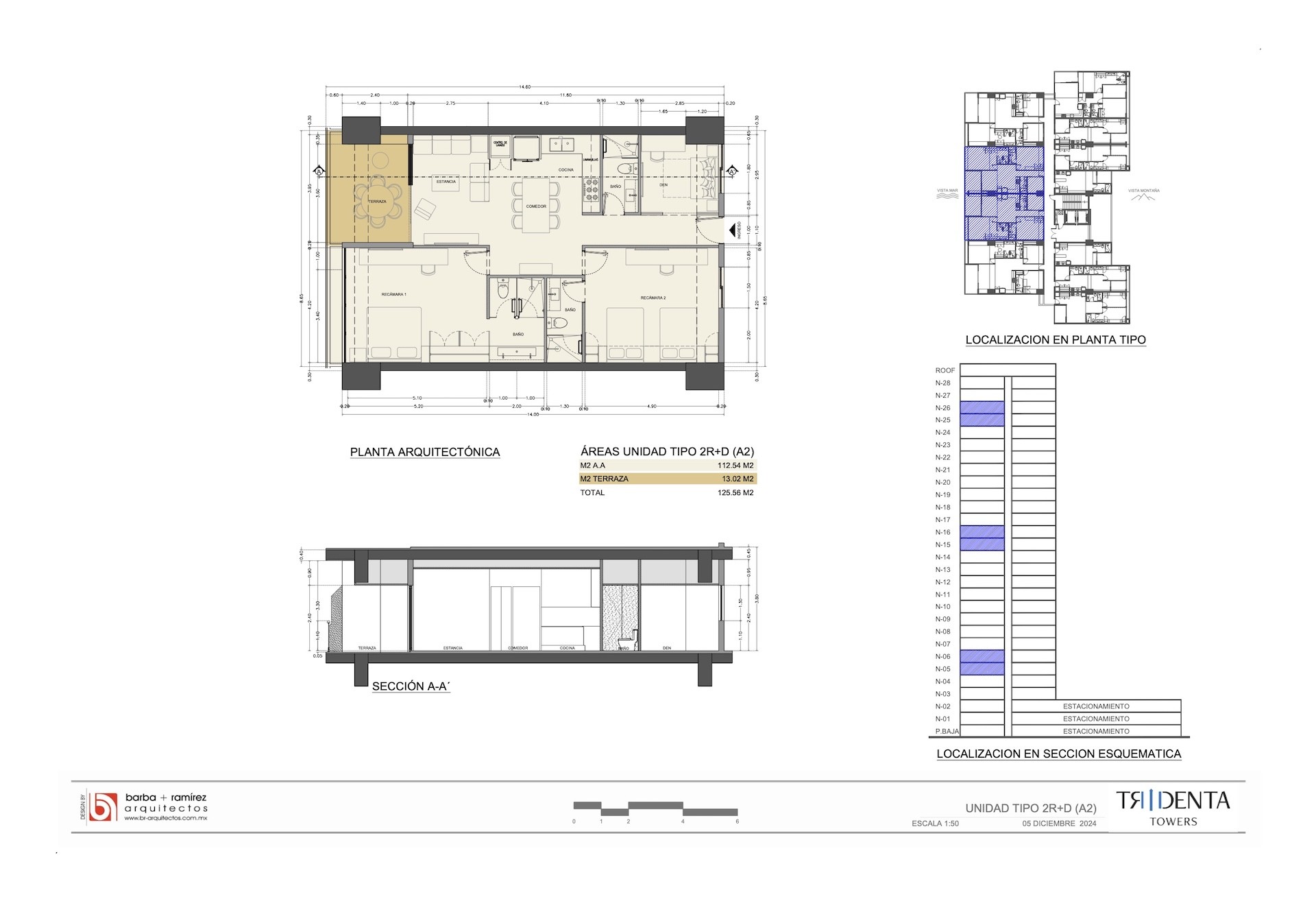 Planos de la unidad 2503 de Tridenta Towers