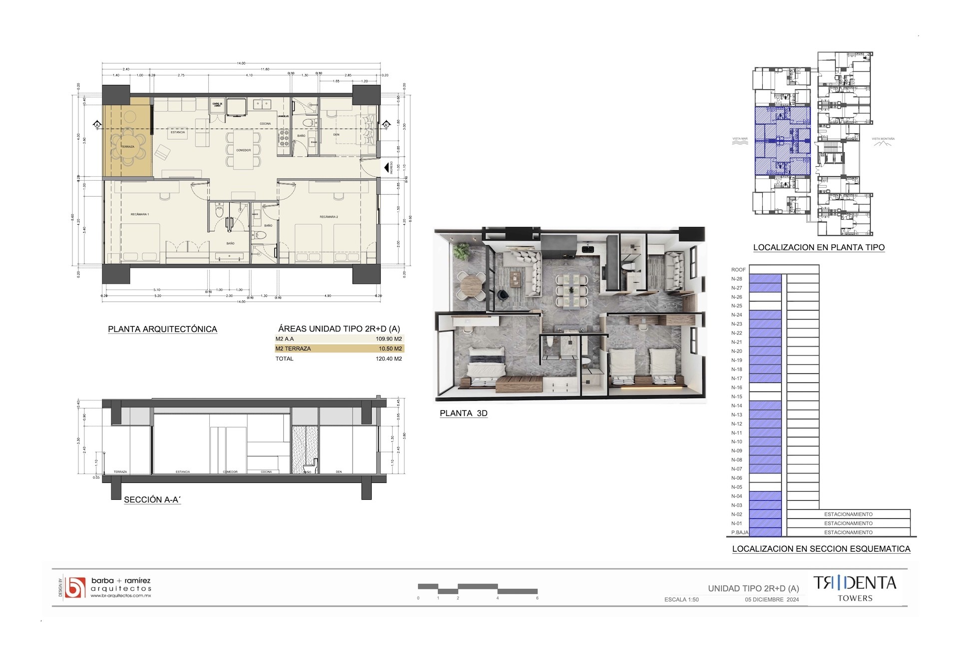 Planos de la unidad 703 de Tridenta Towers