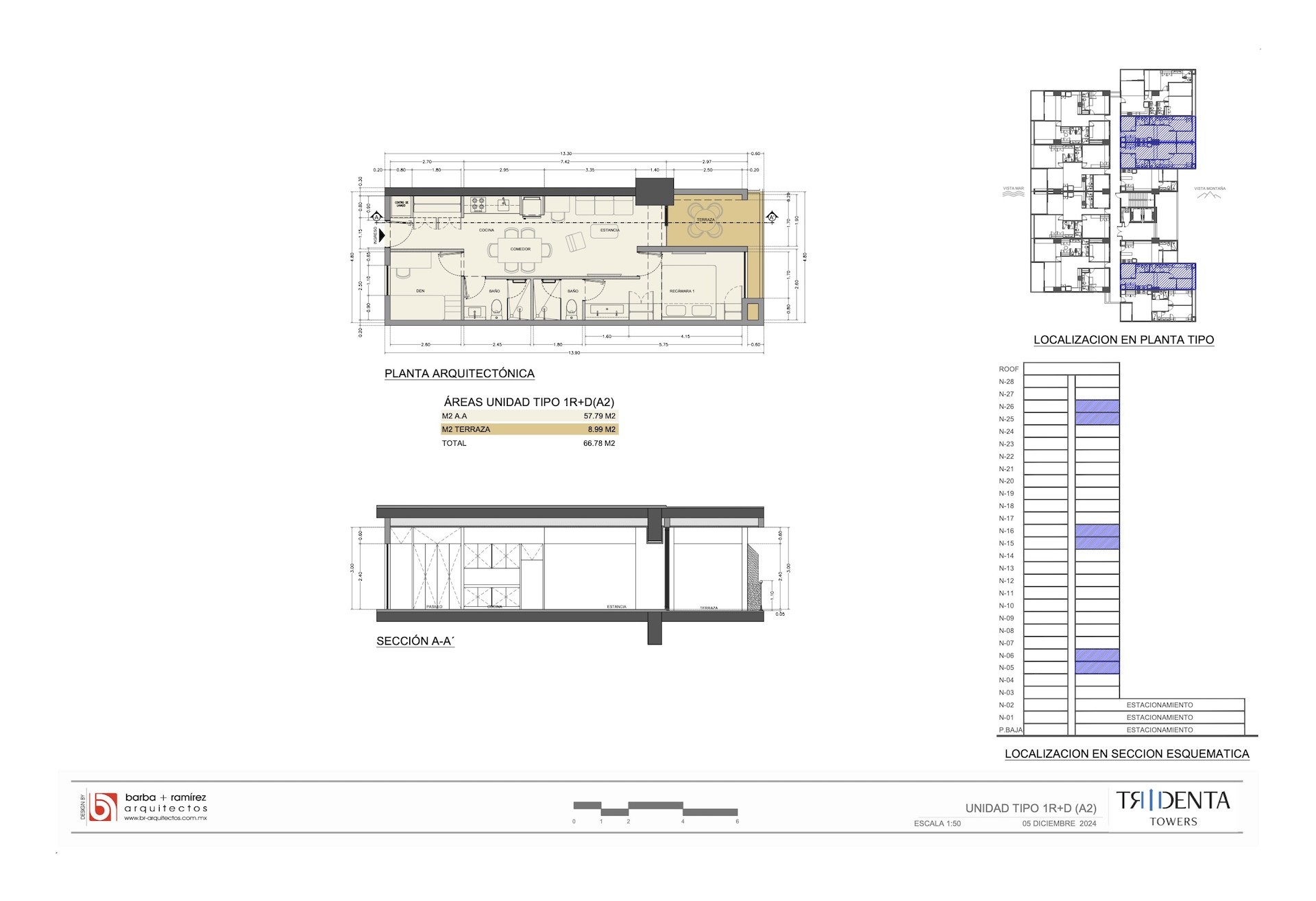 Planos de la unidad 506 de Tridenta Towers