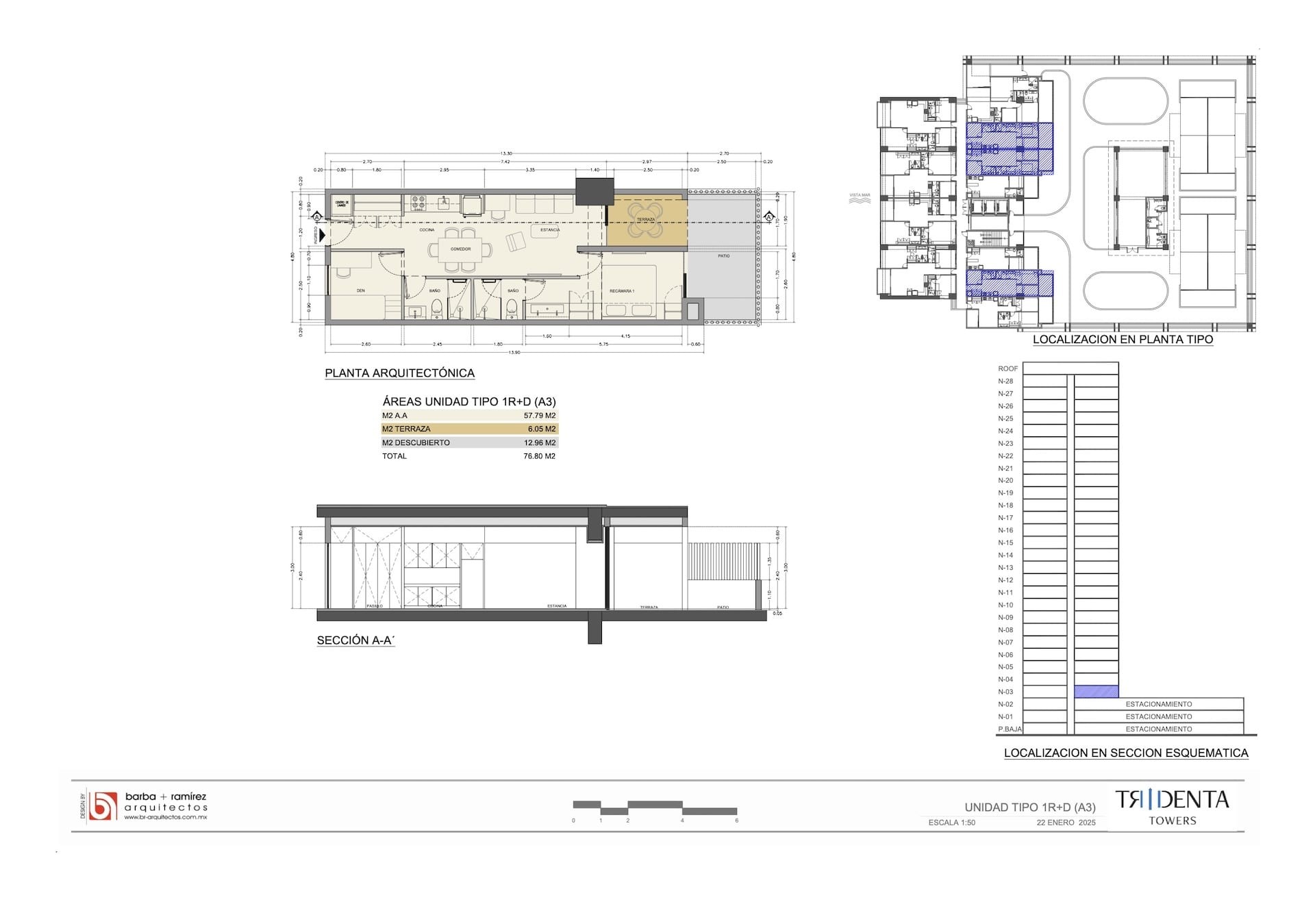 Planos de la unidad 310 de Tridenta Towers